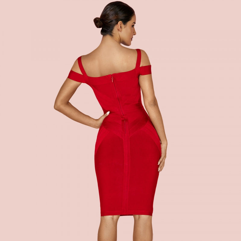 Strappy Short Sleeve Striped Over Knee Bandage Dress PF19168 4 in wolddress
