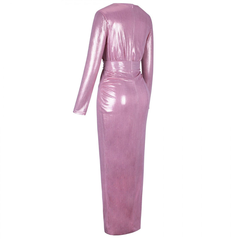V Neck Long Sleeve Lace Up Maxi Bodycon Dress HI1131 4 in wolddress