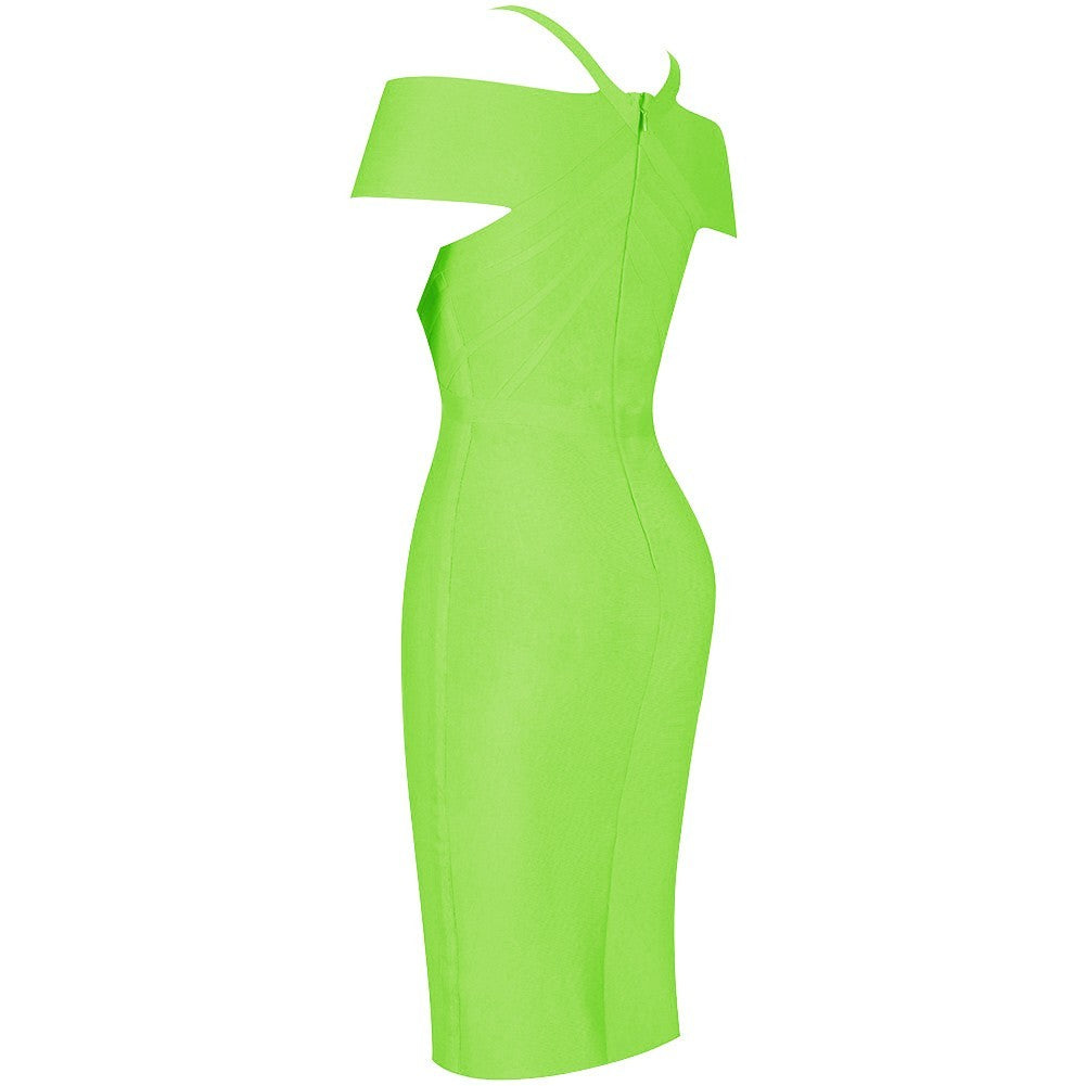 V Neck Mid Sleeve Striped Over Knee Bandage Dress PF19089 63 in wolddress