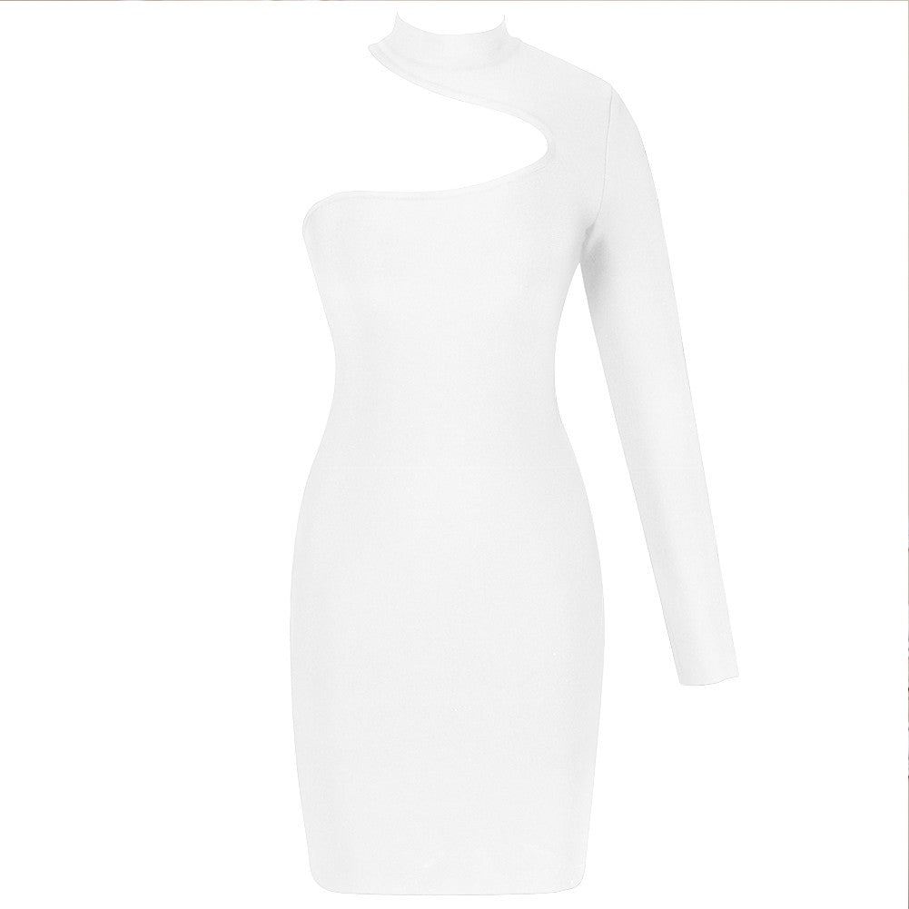 High Neck Long Sleeve Asymmetrical Mini Bandage Dress PZ19187 13 in wolddress