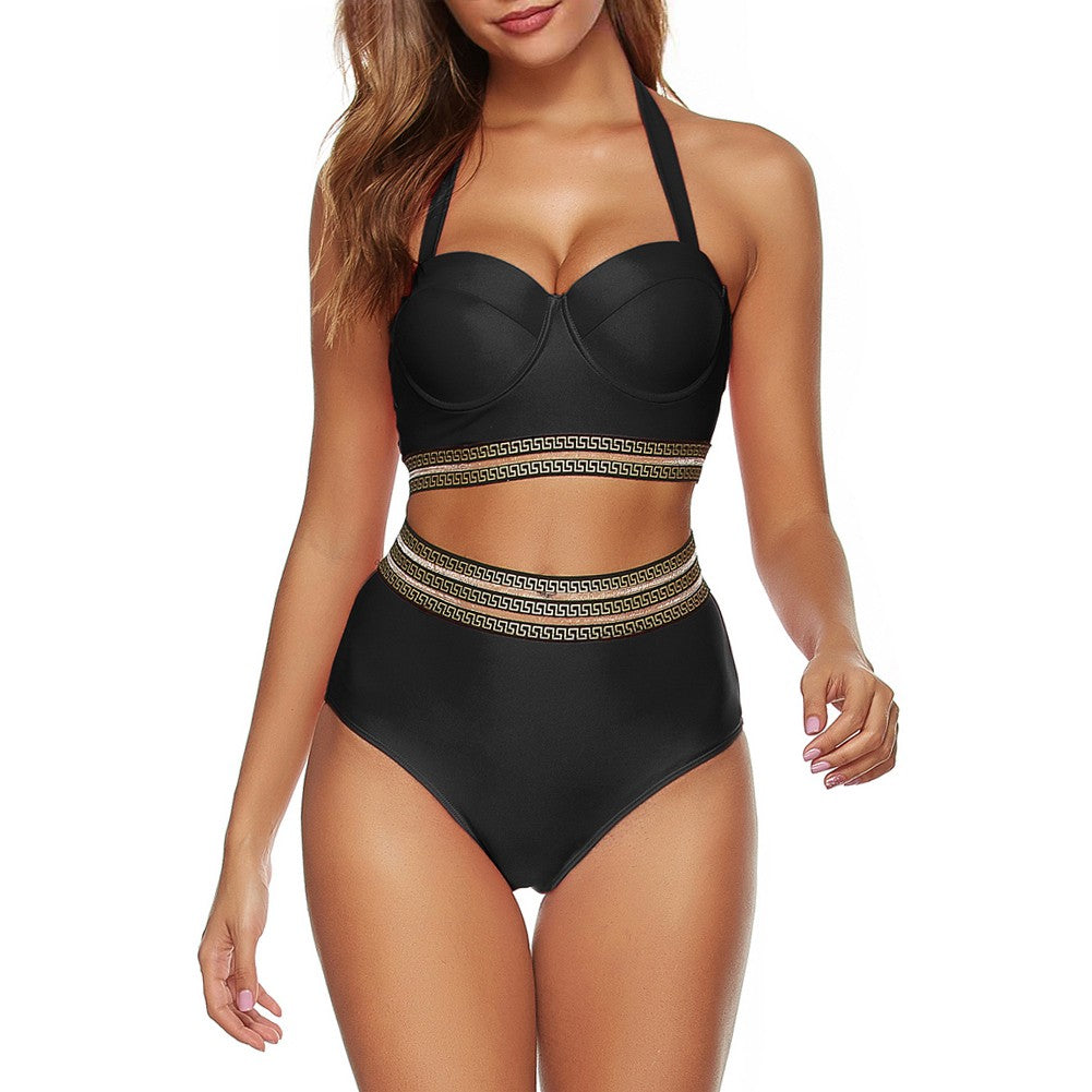 Halter Sleeveless 2 piece Bodycon Swimsuit YS20016 3 in wolddress