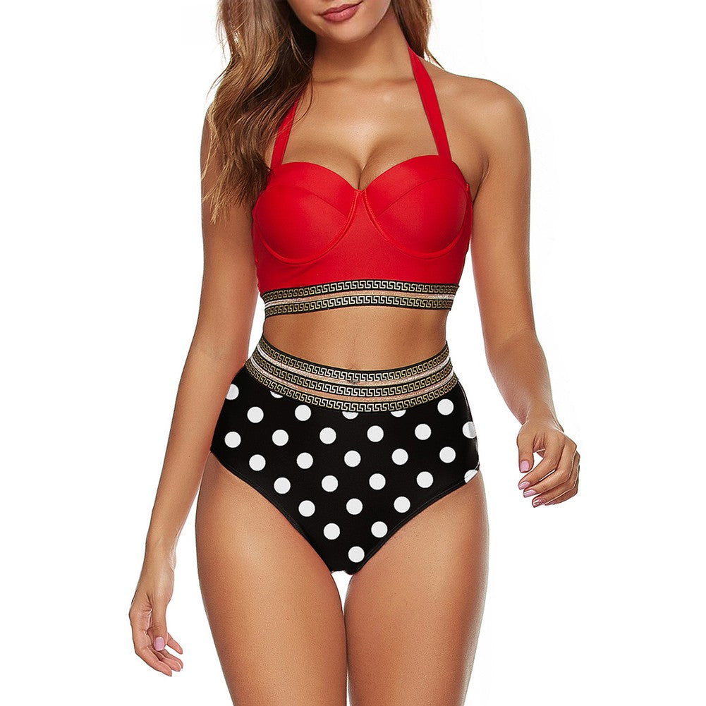 Halter Sleeveless 2 piece Bodycon Swimsuit YS20016 6 in wolddress