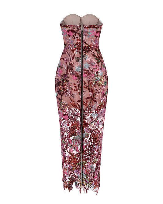 Tokyo Dahlia Floral Sequins Maxi Dress