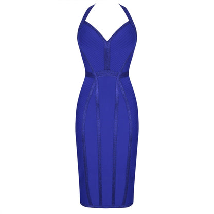 Halter Sleeveless Striped Over Knee Bandage Dress PP19217 5 in wolddress