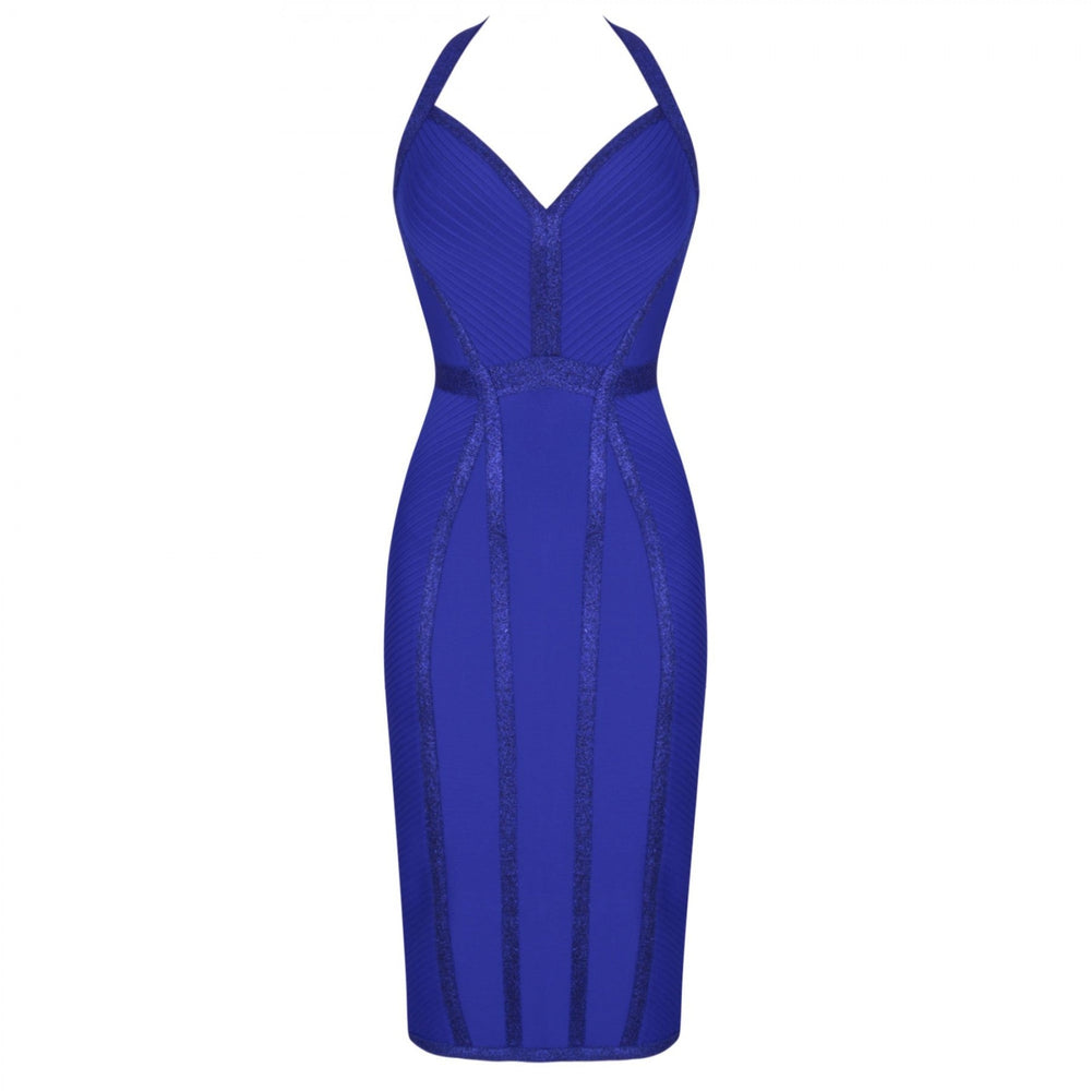 Halter Sleeveless Striped Over Knee Bandage Dress PP19217 5 in wolddress