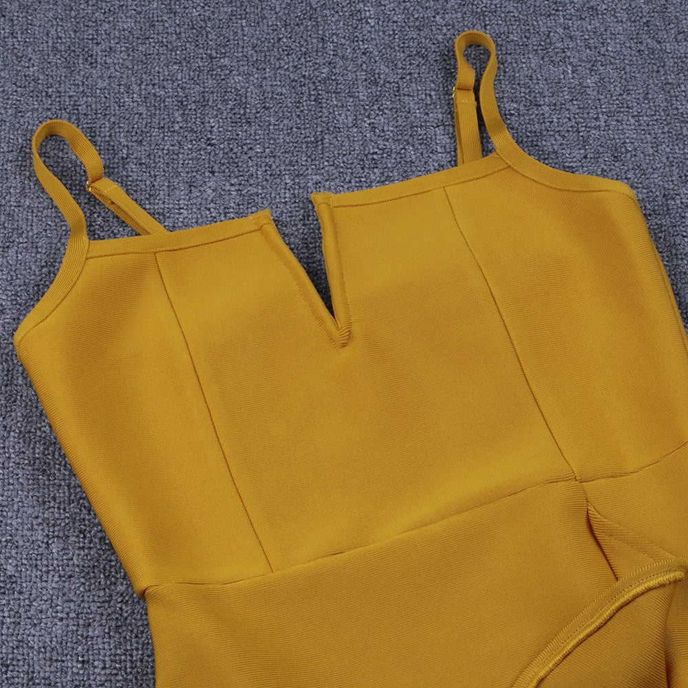 Strappy Sleeveless Frill Over Knee Bandage Dress PF19167 5 in wolddress