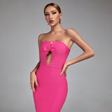 Strapless Hollow Out Maxi Bandage Dress