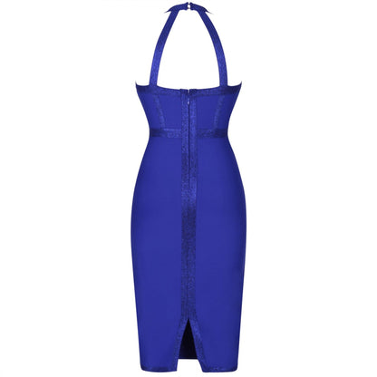Halter Sleeveless Striped Over Knee Bandage Dress PP19217 7 in wolddress
