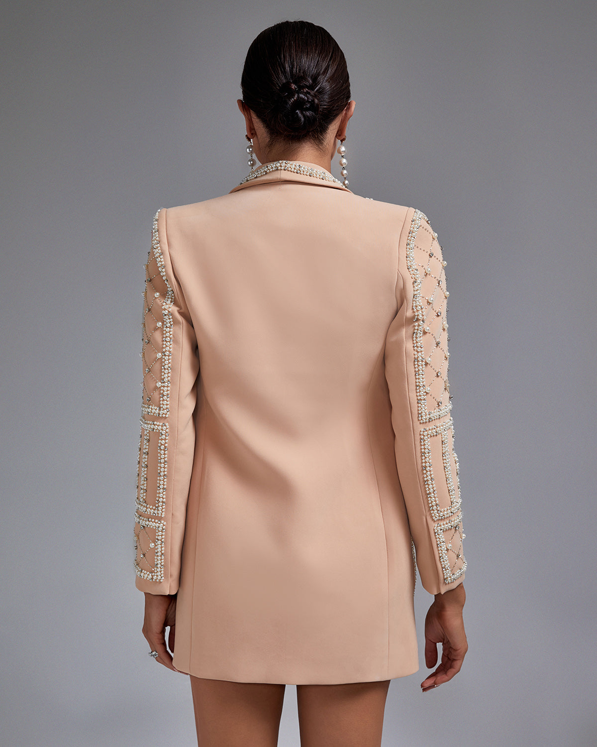 Pearl Embellished Shawl Lapel Blazer