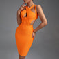 Strappy Sleeveless Midi Backless Bandage Dress