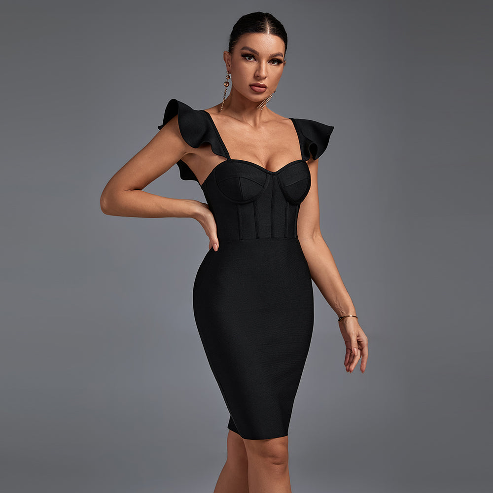 Backless Striped Midi Bandage Dress