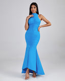 Turtleneck Ruched Maxi Bodycon Dress