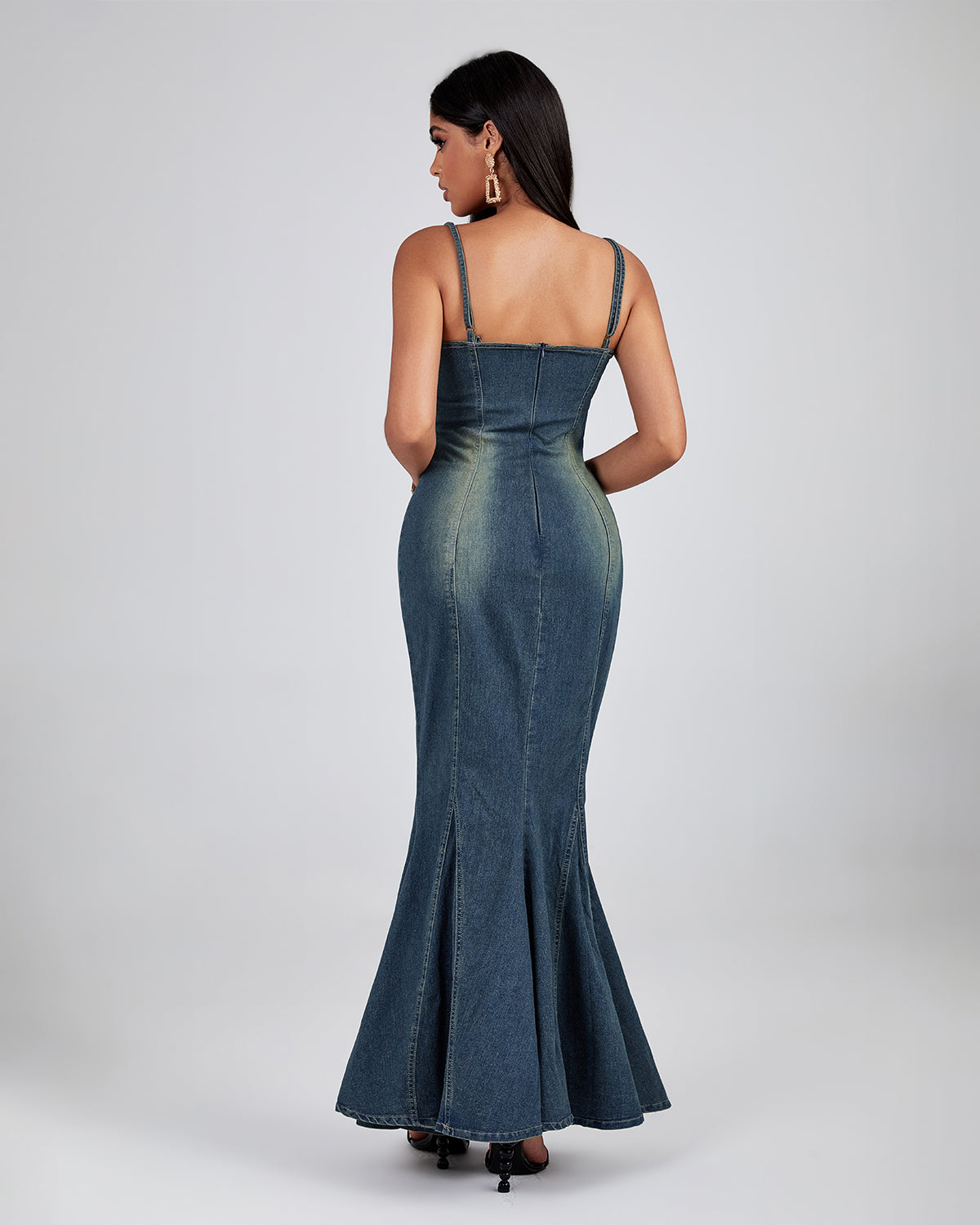 Strappy Studded Jean Dress
