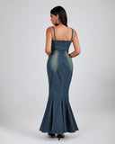 Strappy Studded Jean Dress