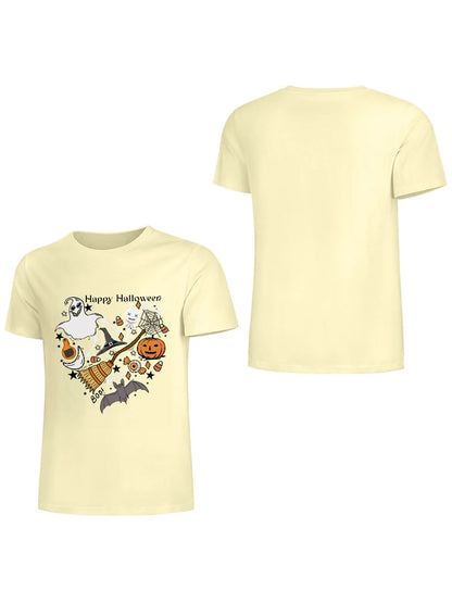 Earkoha Graphic T Shirts for Women Summer Casual Halloween Printed Tee Cotton Tops Loose Fit