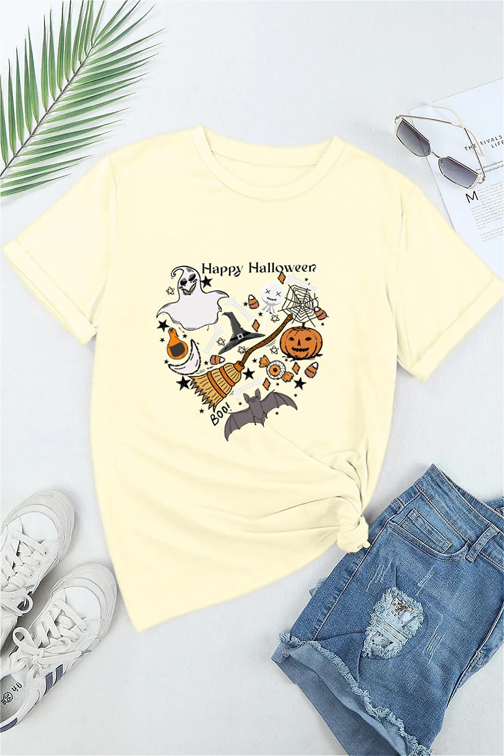 Earkoha Graphic T Shirts for Women Summer Casual Halloween Printed Tee Cotton Tops Loose Fit
