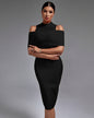 Cold-shoulder Mock Neck Bandage Dress