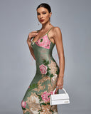 Floral Printed Spaghetti Bodycon Dress