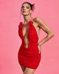 Backless Low Cut Ruched Mini Dress