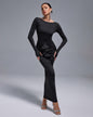 Ruched Skirt Round Neck Open Back Bodycon Set