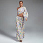 One Shoulder Chain Floral Maxi Dress