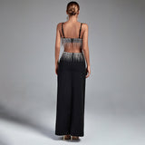 Strappy Sleeveless Drill Chain Maxi Bodycon Dress
