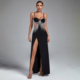 Strappy Sleeveless Drill Chain Maxi Bodycon Dress