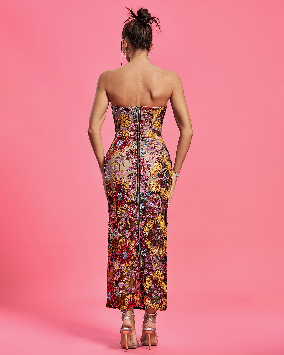 Dahlia Floral Sequins Maxi Dress