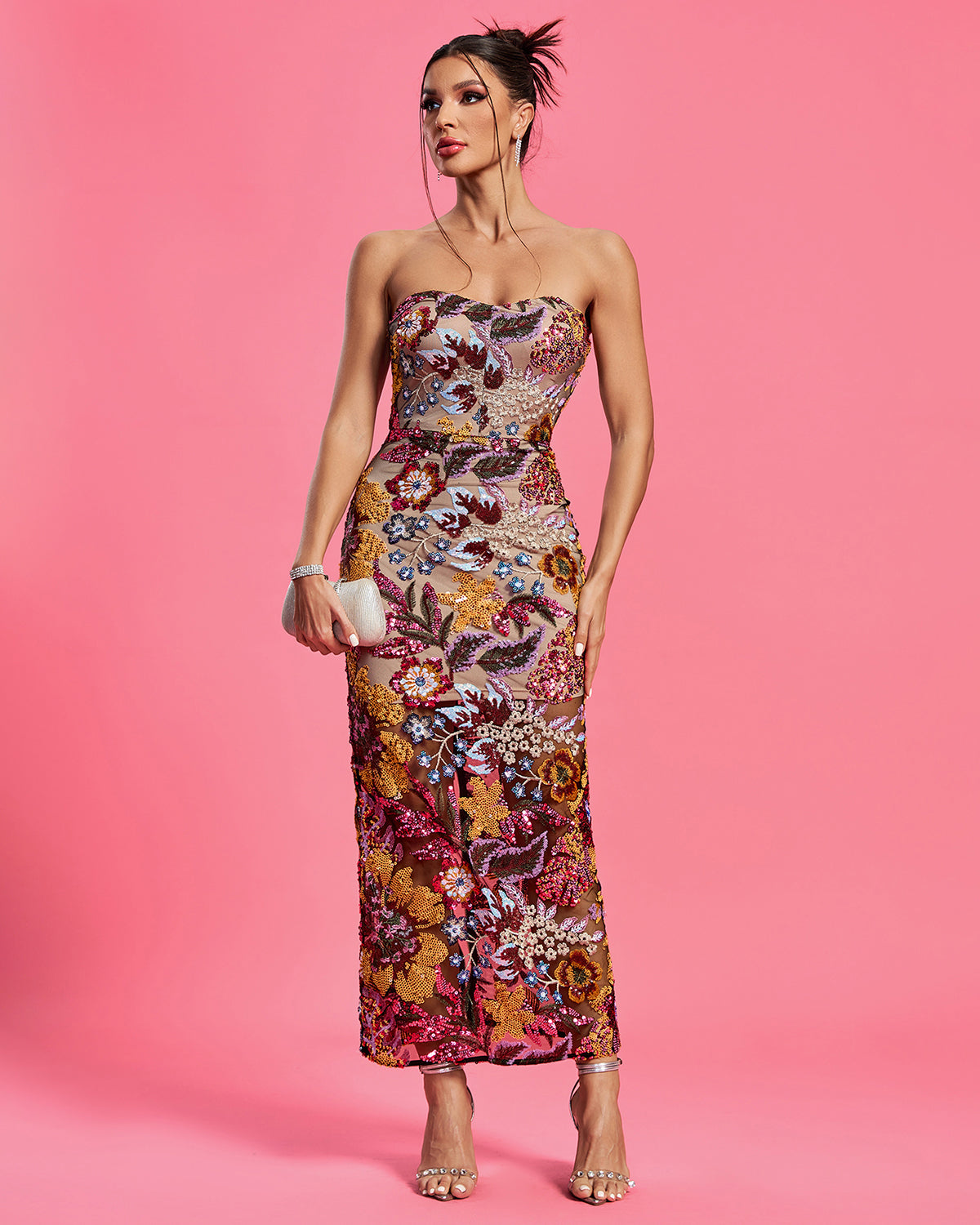 Dahlia Floral Sequins Maxi Dress