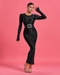 Round Neck Solid Color Pleated Dress