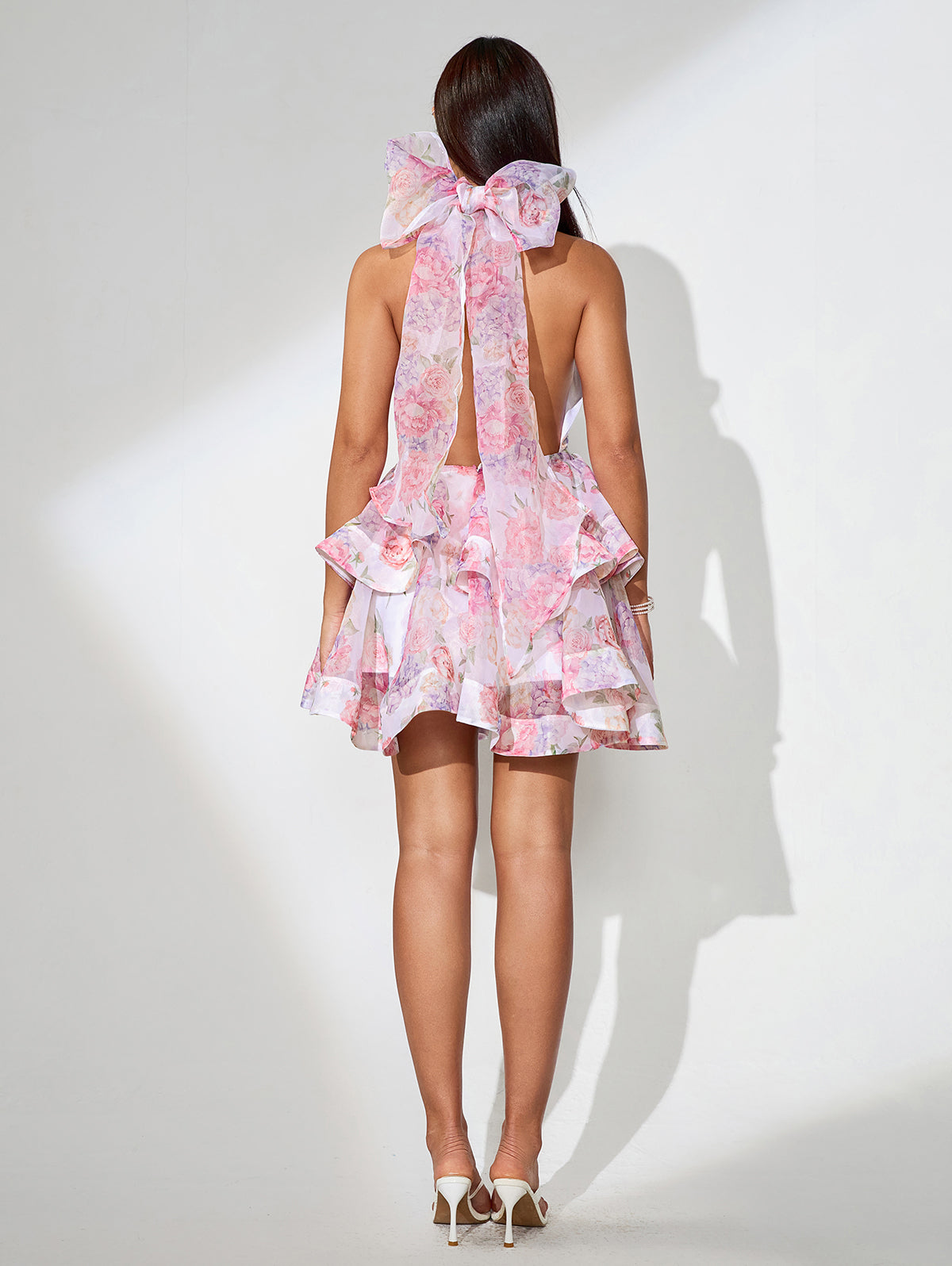 Open Back Bowknot Mini Bouffant Dress