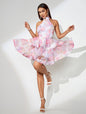 Open Back Bowknot Mini Bouffant Dress