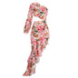 One Shoulder Cut Out Maxi Flowers Dress