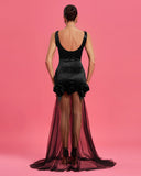 3D Flowers Mesh See Through Maxi Dress