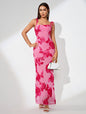 3D Floral Embroidered Knot-strap Maxi Dress