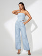 Sky-blue Sequin Two Piece Set