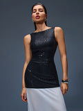 Sequins Patchwork Backless Maxi Dress