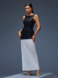 Sequins Patchwork Backless Maxi Dress