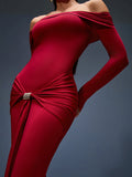 Off Shoulder Ruched Maxi Mermaid Dress
