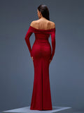 Off Shoulder Ruched Maxi Mermaid Dress