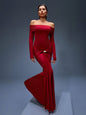 Off Shoulder Ruched Maxi Mermaid Dress