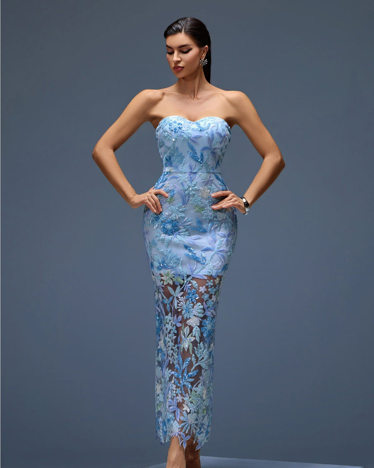 Tokyo Dahlia Floral Sequins Maxi Dress