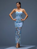 Dahlia Floral Sequin Bustier Maxi Dress