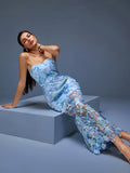 Dahlia Floral Sequin Bustier Maxi Dress