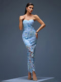 Dahlia Floral Sequin Bustier Maxi Dress
