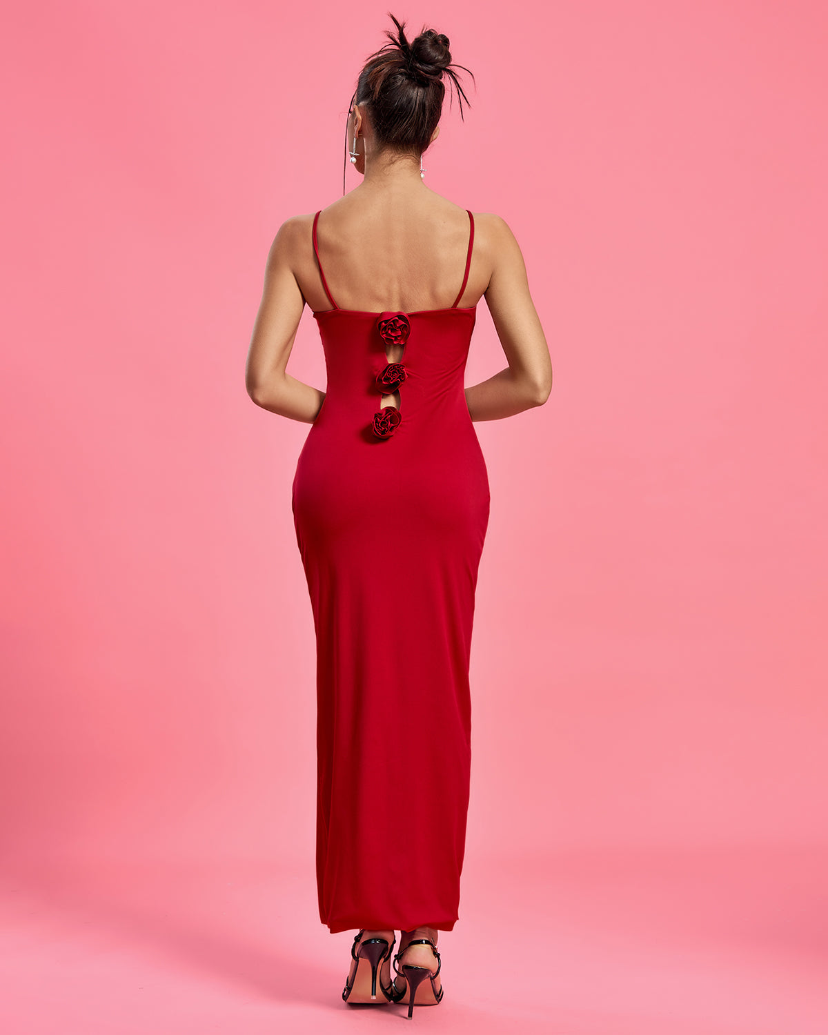 Open Back Cut Out Rosette Dress