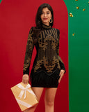 Black-gold Crystal Embellished Dress