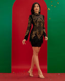 Black-gold Crystal Embellished Dress