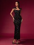 Bow-Strap Cutout Sexy Lace Dress