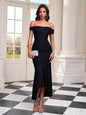 Off Shoulder Lace Ruched Fishtail Dress